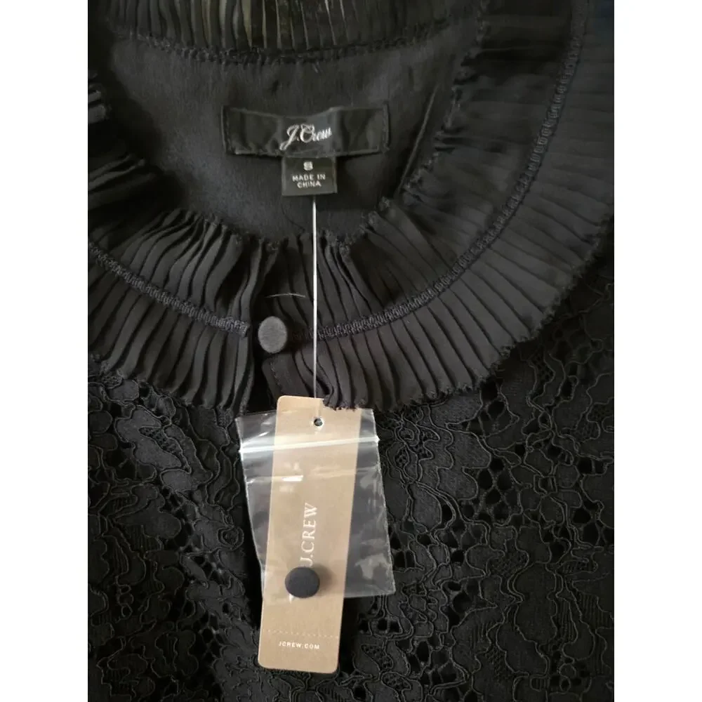 NWT J.Crew Black Lace Sleevless Blouse Women's Size S